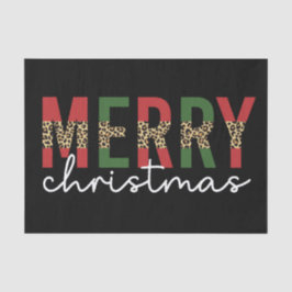 Moderne frohe Weihnachts-Leopard Print Typografie Seidenpapier