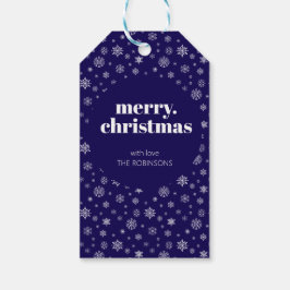 Moderne frohe Weihnachts Navy Blue Snowflake Muste Geschenkanhänger