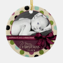 Moderne frohe Weihnachts Polka Dots Ornament
