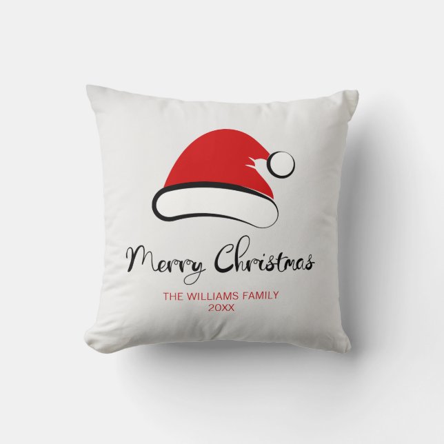 Moderne frohe Weihnachts-Weihnachtsmannmütze Kisse Kissen (Vorderseite)