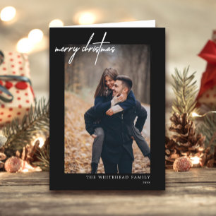Moderne frohe Weihnachts-White Black Card Feiertagskarte