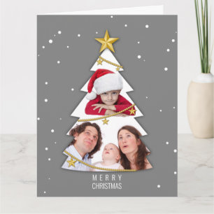 Moderne frohe Weihnachtsbaume Foto Collage Gray Karte