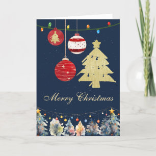 Moderne frohe Weihnachtsbäume Ornamente Schnee Feiertagskarte