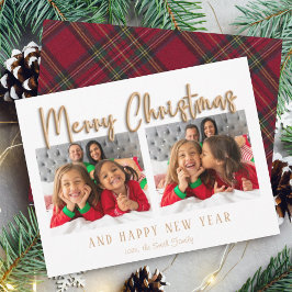 Moderne frohe Weihnachtsblase Letters Kariertes Fo Feiertagskarte
