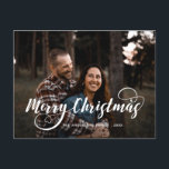 Moderne frohe Weihnachtsfamilie Foto Name Tartan H Feiertagspostkarte<br><div class="desc">Moderne frohe Weihnachtsfamilie Foto Name RED TARTAN</div>