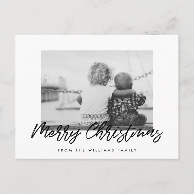 Moderne frohe Weihnachtsfamilie Foto Postkarte (Vorderseite)