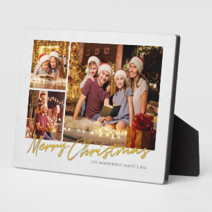 Moderne frohe Weihnachtsfamilie Multi Foto Urlaub Fotoplatte