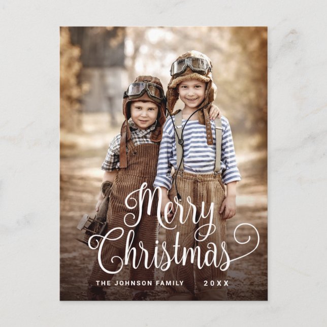 Moderne frohe Weihnachtsfeiertage FOTO Gruß Postkarte (Vorderseite)