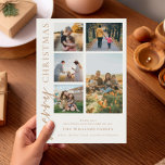 Moderne frohe Weihnachtsfoto Collage Feiertagskarte<br><div class="desc">Frohe Weihnachten ! Senden Sie Ihre herzlichen Wünsche an Freunde und Familie in dieser Ferienzeit mit einer individuell gestaltbaren Weihnachtskarte mit moderner Typografie aus dem Foto. Personalisieren Sie Ihre persönlichen Fotos,  Namen,  Jahr und andere Details. Diese minimale Weihnachtskarte ist auch in anderen Farben und mit einem Karton erhältlich.</div>