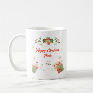 Moderne frohe Weihnachtskarte für den Kumpel mit f Kaffeetasse