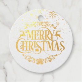 Moderne frohe Weihnachtsschneeflocken Gold Geschenkanhänger