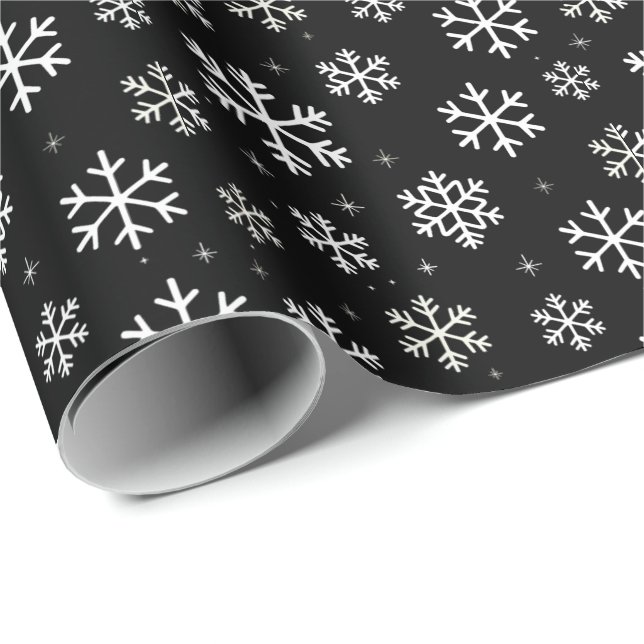 Moderne frohe Weihnachtsschneeflocken Muster Schwa Geschenkpapier (Rolleneckpunkt)