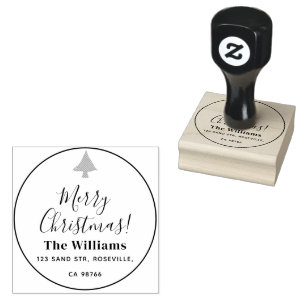 Moderne frohe Weihnachtsschrift Gummistempel