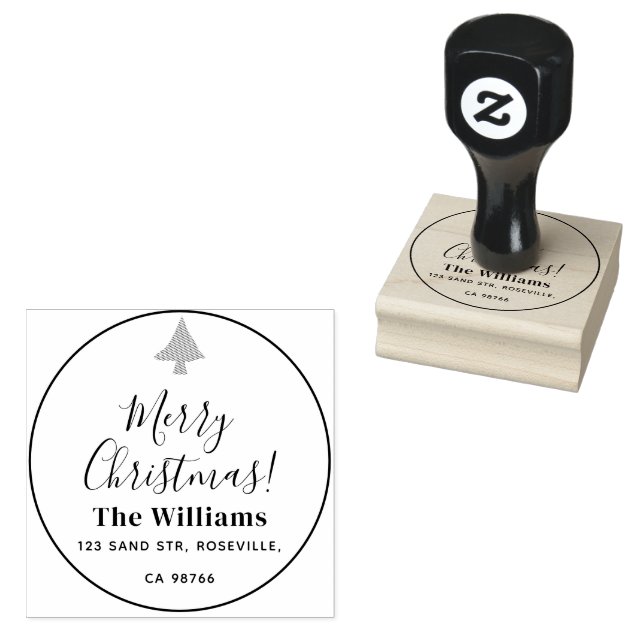 Moderne frohe Weihnachtsschrift Gummistempel (Stempel)