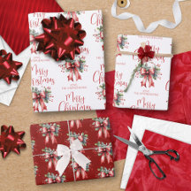 Moderne frohe Weihnachtsschrift Red Bow Holly Name