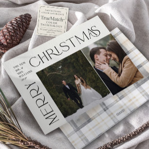 Moderne frohe Weihnachtstypografie 2 Foto Kariert Feiertagskarte