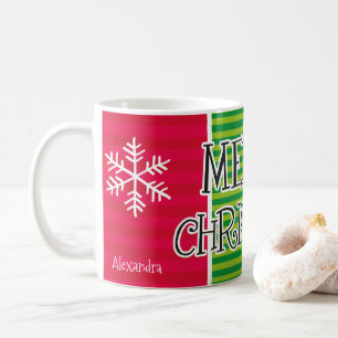 Moderne frohe Weihnachtstypografie Personalisiert Kaffeetasse
