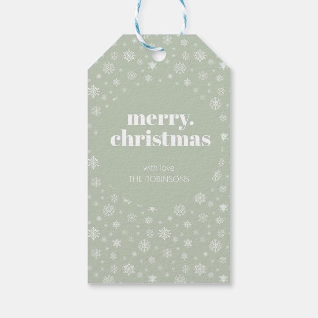 Moderne frohe Weihnachtszeit Grün Winter Muster Geschenkanhänger (Rückseite)