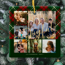 Moderne fröhliche Familienfeier Weihnachten Foto Keramikornament