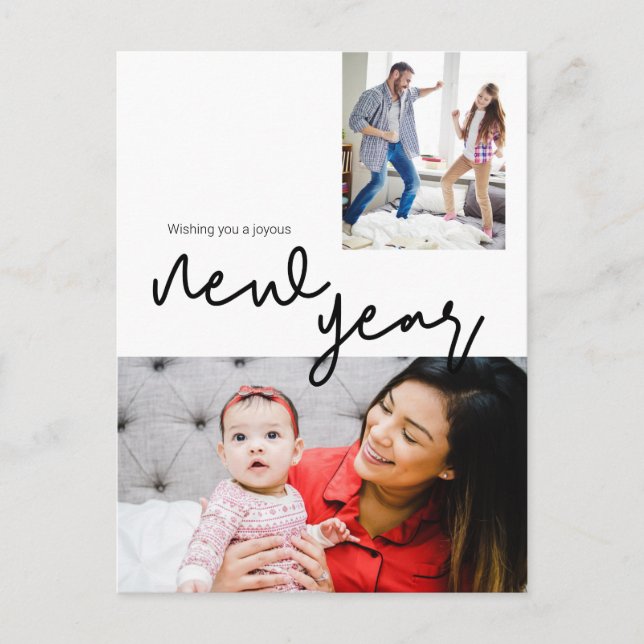 Moderne, fröhliche Neujahr-Fotos Postkarte (Vorderseite)