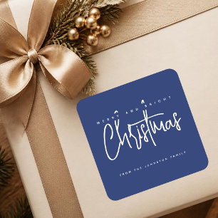 Moderne fröhliche und helle Weihnachten einfache S Quadratischer Aufkleber