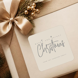 Moderne fröhliche und helle Weihnachten einfache S Quadratischer Aufkleber