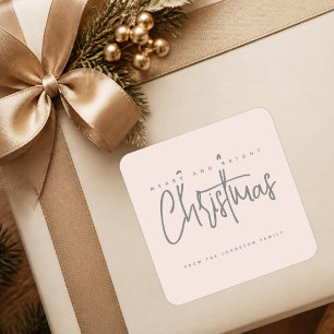 Moderne fröhliche und helle Weihnachten einfache S Quadratischer Aufkleber