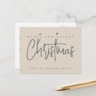 Moderne, fröhliche und helle Weihnachtsschrift Postkarte