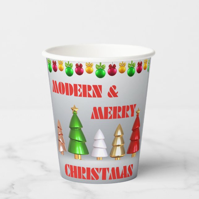 Moderne, fröhliche Weihnachtscremes - Urlaubsplanu Pappbecher (Vorderseite)