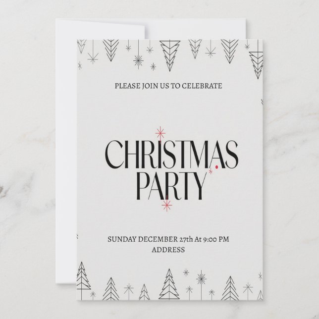 Moderne, fröhliche Weihnachtsfeier-Party Einladung (Vorderseite)