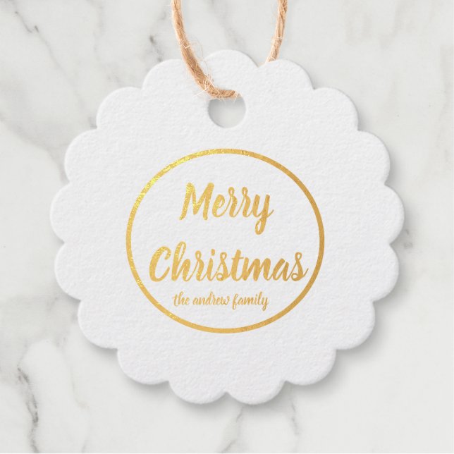 Moderne, fröhliche Weihnachtsgeschenke Geschenkanhänger (Vorderseite)