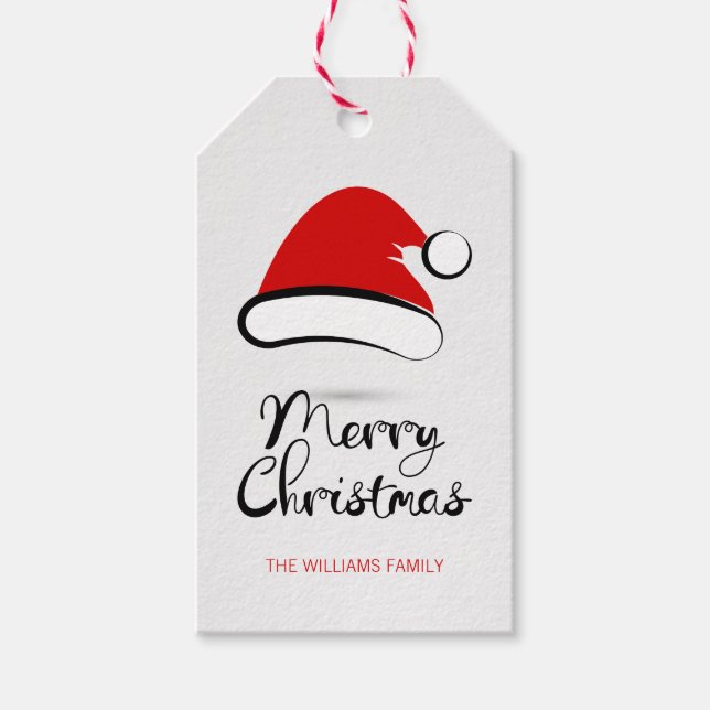 Moderne fröhliche Weihnachtsgeschenke-Weihnachtsma Geschenkanhänger (Vorderseite)