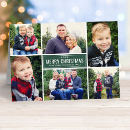 Moderne fröhliche Weihnachtsjäger Grüne FotoCollag Feiertagskarte