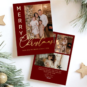 Moderne fröhliche Weihnachtskarte Foto Foil Holida Folien Feiertagskarte