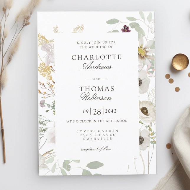 Moderne Frühjahrshochzeit Einladung (Modern, floral, boho, spring wedding invitation. Print+Download)