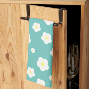 Moderne Frühlings-aqua-Verlauf gelbes Floralmuster Geschirrtuch