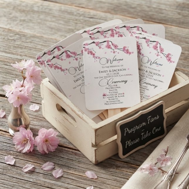 Moderne Frühlings-Wasserfarbe Kirsche Rosa Sakura Fächer (Von Creator hochgeladen)