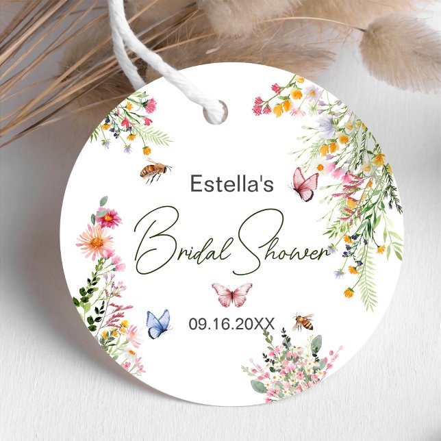 Moderne Frühlings-Wildblumen-Skript-Brautparty Geschenkanhänger (Von Creator hochgeladen)