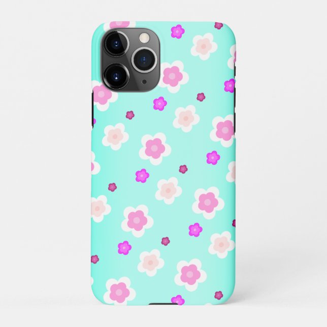 Moderne Frühlingsaqua Gefälle lila Flora Muster iPhone Hülle (Rückseite)