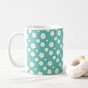 Moderne Frühlingsaqua gelbe Flora Muster Kaffeetasse