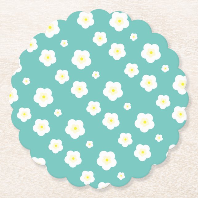 Moderne Frühlingsaqua gelbe Flora Muster Untersetzer (Vorderseite)