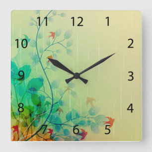 Moderne Frühlingsblumen Abstrakte Kunst Quadratische Wanduhr