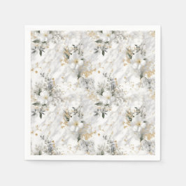 Moderne Frühlingsblumen auf maritimem Brautparty Serviette
