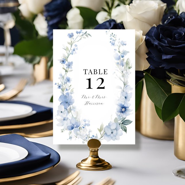 Moderne Frühlingsblütenblauer Hochzeit Einladung (Von Creator hochgeladen)