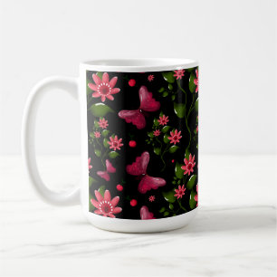 Moderne Frühlingsgarten Schmetterling Floral Notiz Kaffeetasse