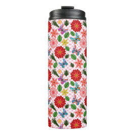 Moderne Frühlingsgarten Schmetterling Floral  Thermosbecher