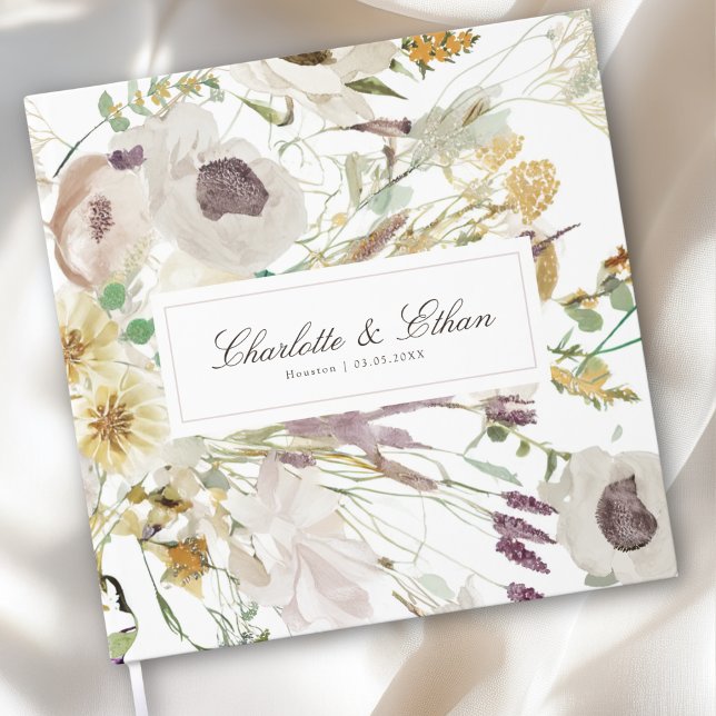 Moderne Frühlingshochzeit Gästebuch (Modern Spring Boho Floral Watercolor Wedding Guest Book)