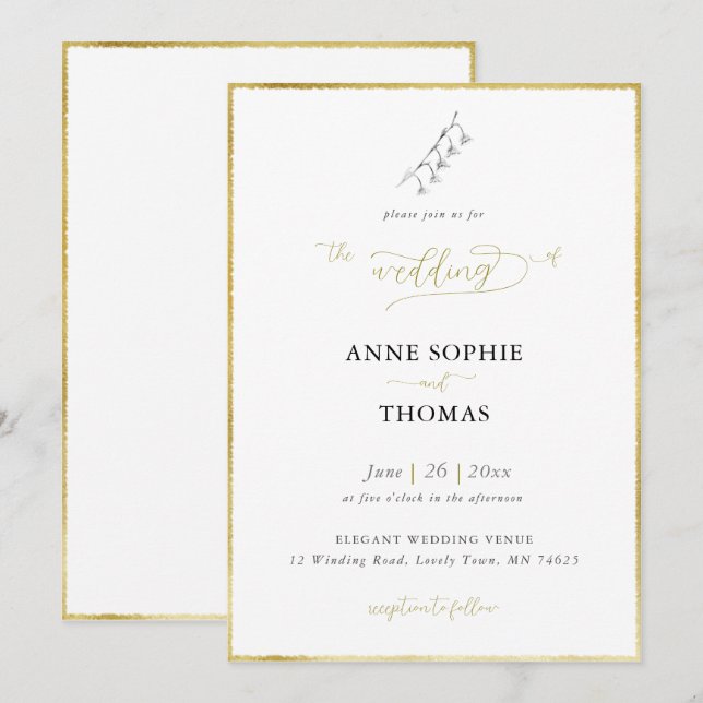 Moderne Frühlingssonne des Tals BW GoldWedding Einladung (Vorne/Hinten)