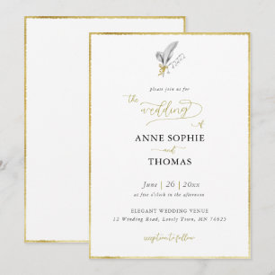 Moderne Frühlingssonne Gold Bow Wedding Einladung
