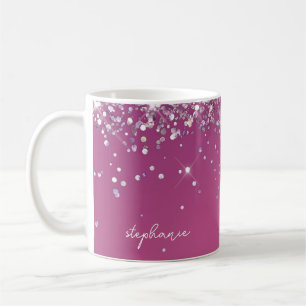 Moderne Fuchsia Rosa Glitter Custom Kaffeetasse